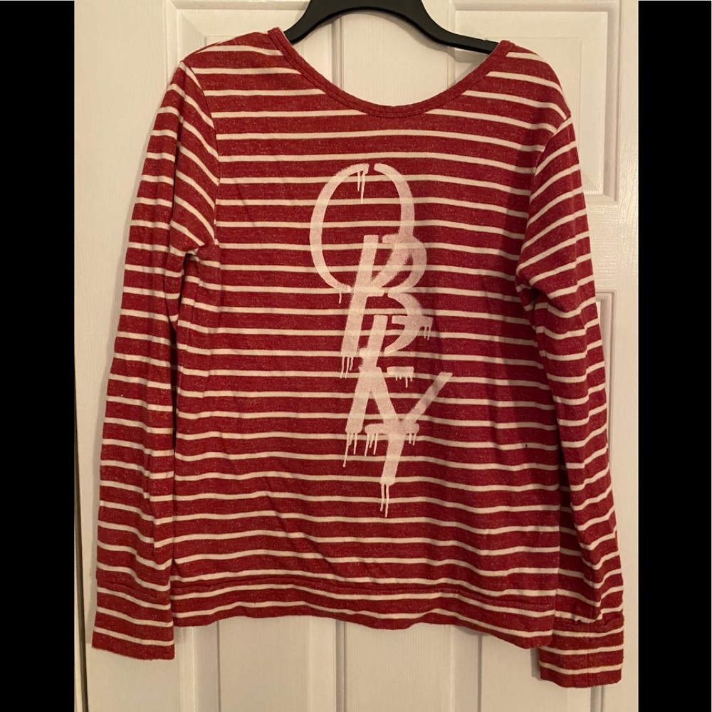 Obey Red Striped Pullover Sweatshirt Size Small